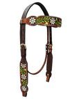 Bar H Equine Genuine Western American Leather Horse Premium Headstall & Breast Collar Set