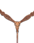 Bar H Equine Genuine Western American Leather Horse Premium Headstall & Breast Collar Set