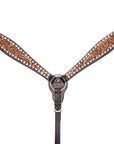 Bar H Equine Genuine Western American Leather Horse Premium Headstall & Breast Collar Set