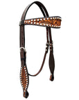 Bar H Equine Genuine Western American Leather Horse Premium Headstall & Breast Collar Set