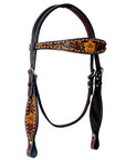 Bar H Equine Genuine Western American Leather Horse Premium Headstall & Breast Collar Set
