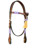 Bar H Equine Genuine Western American Leather Horse Premium Headstall & Breast Collar Set