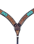 Bar H Equine Genuine Western American Leather Horse Premium Headstall & Breast Collar Set