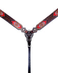 BAR H EQUINE Western Leather Horse Headstall & Breast Collar & Wither Strap