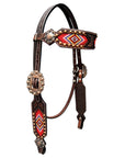 BAR H EQUINE Western Leather Horse Headstall & Breast Collar & Wither Strap