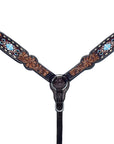 Bar H Equine Genuine Western American Leather Horse Premium Headstall & Breast Collar Set