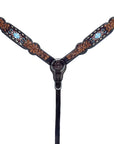 Bar H Equine Genuine Western American Leather Horse Premium Headstall & Breast Collar Set