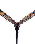 Bar H Equine Genuine Western American Leather Horse Premium Headstall & Breast Collar Set