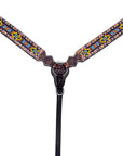 Bar H Equine Genuine Western American Leather Horse Premium Headstall & Breast Collar Set