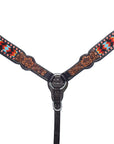 Bar H Equine Genuine Western American Leather Horse Premium Headstall & Breast Collar Set