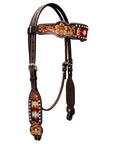 Bar H Equine Genuine Western American Leather Horse Premium Headstall & Breast Collar Set