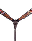 Bar H Equine Genuine Western American Leather Horse Premium Headstall & Breast Collar Set