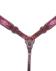 Bar H Equine Genuine Western American Leather Horse Premium Headstall & Breast Collar Set
