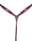 Bar H Equine Genuine Western American Leather Horse Premium Headstall & Breast Collar Set