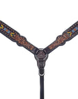 Bar H Equine Genuine Western American Leather Horse Premium Headstall & Breast Collar Set