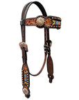 Bar H Equine Genuine Western American Leather Horse Premium Headstall & Breast Collar Set