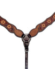 Bar H Equine Genuine Western American Leather Horse Premium Headstall & Breast Collar Set