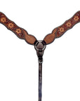 Bar H Equine Genuine Western American Leather Horse Premium Headstall & Breast Collar Set