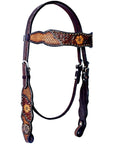 Bar H Equine Genuine Western American Leather Horse Premium Headstall & Breast Collar Set