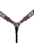 Bar H Equine Genuine Western American Leather Horse Premium Headstall & Breast Collar Set