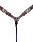 Bar H Equine Genuine Western American Leather Horse Premium Headstall & Breast Collar Set