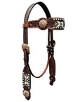 Bar H Equine Genuine Western American Leather Horse Premium Headstall & Breast Collar Set