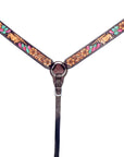 BAR H EQUINE Leather Horse Premium One Ear Headstall & Breast Collar Set