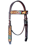 BAR H EQUINE Leather Horse Premium One Ear Headstall & Breast Collar Set