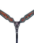 Bar H Equine Genuine Western American Leather Horse Premium Headstall & Breast Collar Set