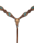 Bar H Equine Genuine Western American Leather Horse Premium Headstall & Breast Collar Set