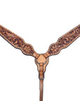 Bar H Equine Genuine Western American Leather Horse Premium Headstall & Breast Collar Set