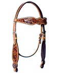 Bar H Equine Genuine Western American Leather Horse Premium Headstall & Breast Collar Set