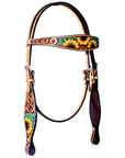 Bar H Equine Genuine Western American Leather Horse Premium Headstall & Breast Collar Set