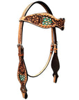 Bar H Equine Genuine Western American Leather Horse Premium Headstall & Breast Collar Set