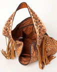 American Darling ADBGA242 Hobo Hand Tooled Hair-On Genuine Leather Women Bag Western Handbag Purse