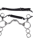 Bar H Equine Med Port Stainless Steel 3-Ring Combination Elevator Bit w/ leather strap