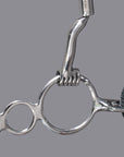 Bar H Equine Low Port Stainless Steel 3-Ring Combination Elevator Bit w/ leather strap