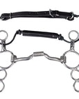 Bar H Equine Low Port Stainless Steel 3-Ring Combination Elevator Bit w/ leather strap