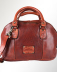 Spaghetti Western Swc124Bcg Tote Vintage Handmade Drum Dyed Genuine European Cowhide Leather Women Bag Western Handbag Purse