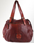 Spaghetti Western Swc126Cg Tote Vintage Handmade Drum Dyed Genuine European Cowhide Leather Women Bag Western Handbag Purse