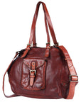 Spaghetti Western Swc126Cg Tote Vintage Handmade Drum Dyed Genuine European Cowhide Leather Women Bag Western Handbag Purse