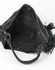 Spaghetti Western Swc127Blk Hobo Vintage Handmade Drum Dyed Genuine European Cowhide Leather Women Bag Western Handbag Purse