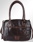 Spaghetti Western Swc131Brn Tote Vintage Handmade Drum Dyed Genuine European Cowhide Leather Women Bag Western Handbag Purse