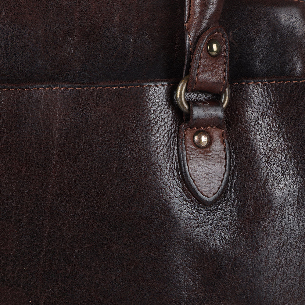 Spaghetti Western Swc131Brn Tote Vintage Handmade Drum Dyed Genuine European Cowhide Leather Women Bag Western Handbag Purse