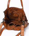 Spaghetti Western Swc133Tan Tote Vintage Handmade Drum Dyed Genuine European Cowhide Leather Women Bag Western Handbag Purse