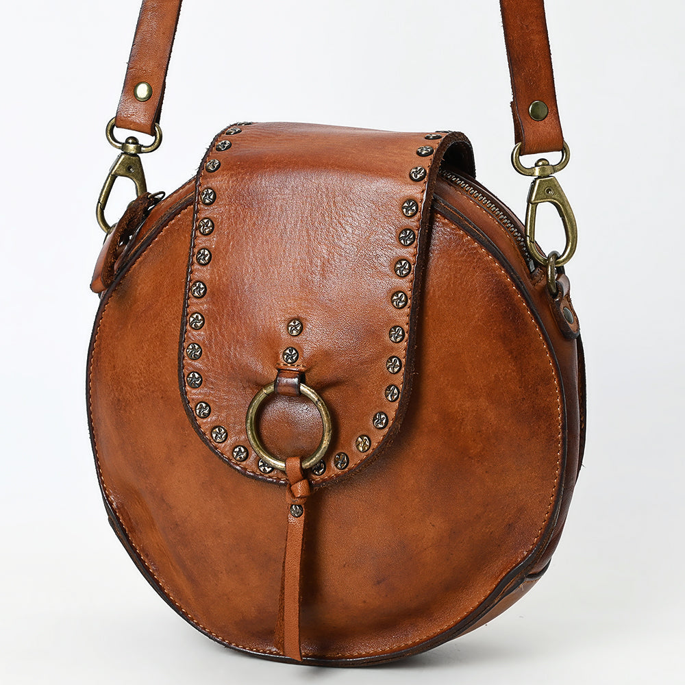Spaghetti Western Swc152Cg Canteen Vintage Handmade Drum Dyed Genuine European Cowhide Leather Women Bag Western Handbag Purse