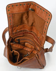 Spaghetti Western Swc163Cg Envelope Vintage Handmade Drum Dyed Genuine European Cowhide Leather Women Bag Western Handbag Purse