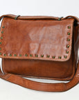 Spaghetti Western Swc163Cg Envelope Vintage Handmade Drum Dyed Genuine European Cowhide Leather Women Bag Western Handbag Purse