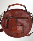Spaghetti Western Swc168Cg Canteen Vintage Handmade Drum Dyed Genuine European Cowhide Leather Women Bag Western Handbag Purse