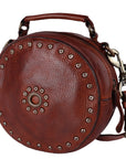 Spaghetti Western Swc168Cg Canteen Vintage Handmade Drum Dyed Genuine European Cowhide Leather Women Bag Western Handbag Purse
